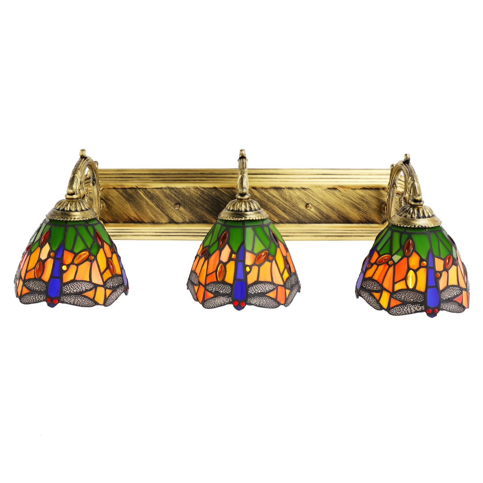 

Винтажный настенный светильник-бра Стрекоза на 3 лампы, Антикварное стекло и металл, Настенная лампа для гостиной, спальни, прихожей, Патрон E27 110-240В