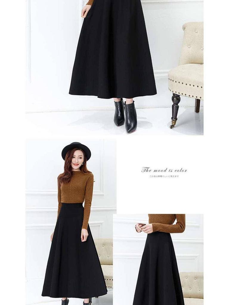 2025 High Waist Midi A-line Skirt - Versatile, Slimming, Plus Size, Hips Covering Women's Fashion for Spring, Autumn, Winter