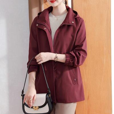 Elegante mittellange Herbstjacke mit Kapuze für Damen