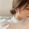 Girls Retro Flower Black Rhinestone French Stud Earrings Zinc Zinc Alloy Camellia Earrings Fashion Jewelry