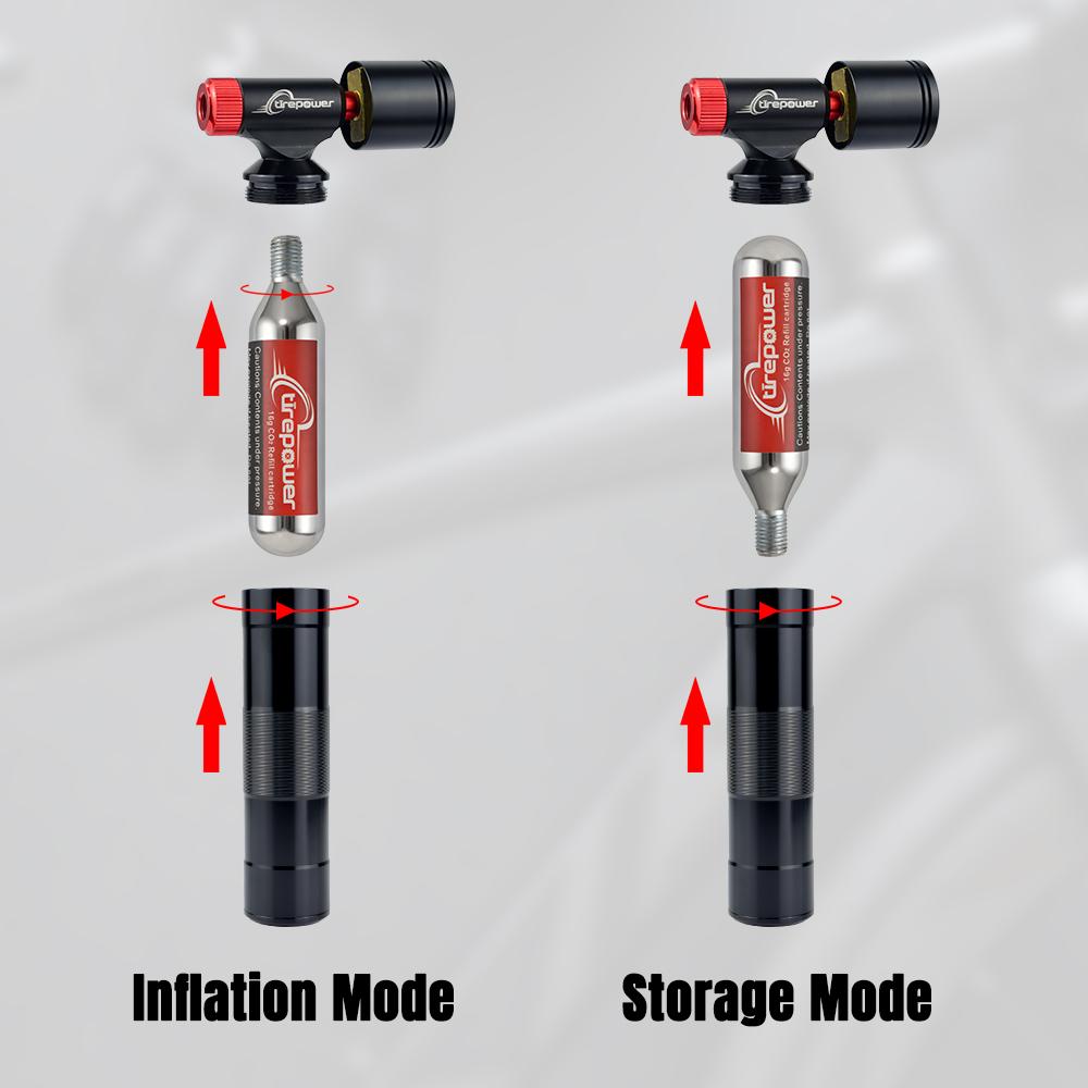 Black Head CO2 Pump with Clear Pressure Gauge Aluminum Alloy Bike Air Mini Cycling Bicycle CO2 Inflator for Road Bikes MTB Bikes