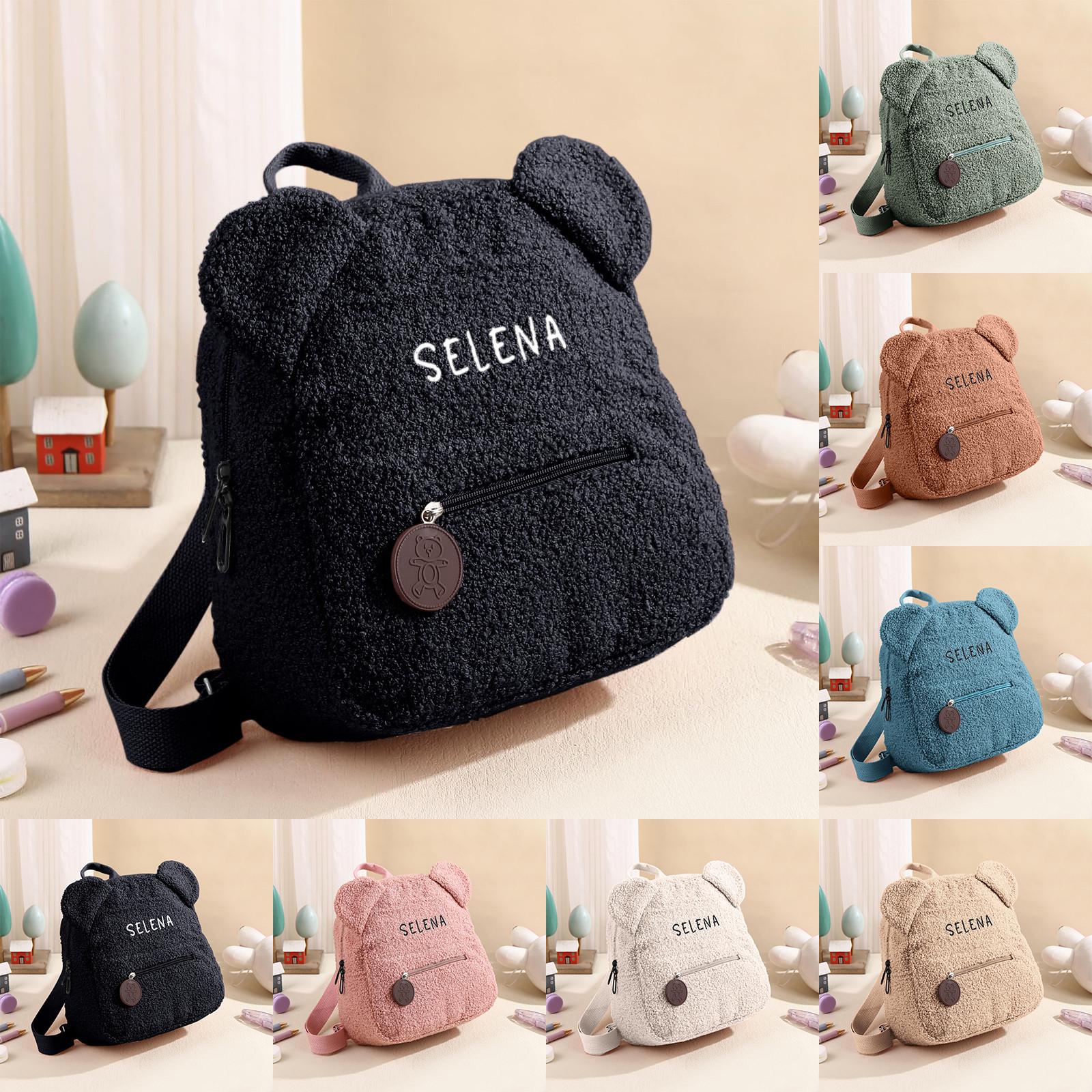 

Персонализированный вышитый детский личный рюкзак своими руками, симпатичная плюшевая сумка One Size чёрный