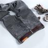 Herbst Winter Fleecegefütterte Jeans für Herren Slim Fit Skinny Grau Lange Hosen Koreanischer Stil Trendy Jugendlich Stretch Freizeithosen