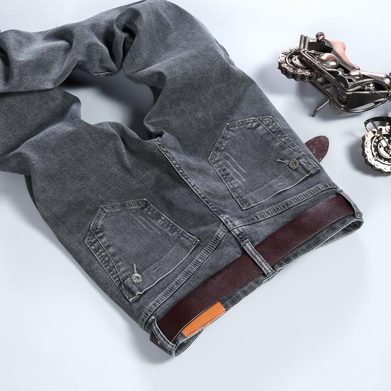 Herbst Winter Fleecegefütterte Jeans für Herren Slim Fit Skinny Grau Lange Hosen Koreanischer Stil Trendy Jugendlich Stretch Freizeithosen