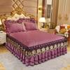 1PC Crystal Velvet Bedspread Plush Lace Bed Skirts Thin Comforter Embroidered Bedding with Pillowcases for Queen King Size