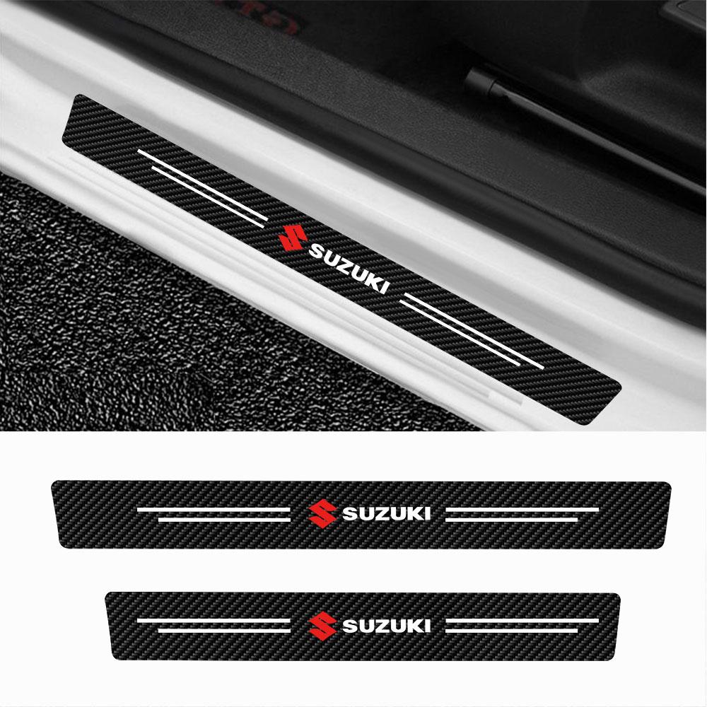 Car Styling Carbon Fiber Door Sill Bumper Stickers Decorative Accessories For Suzuki Swift Jimny Vitara Samurai Baleno Alto SX4
