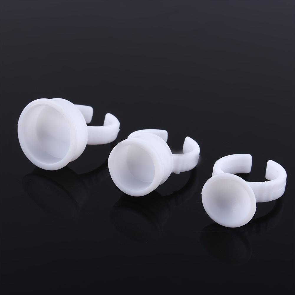 100pcs Disposable Glue Ring Pallet Holder for Eyelash Extension White Plastic Glue Pallet Tatt