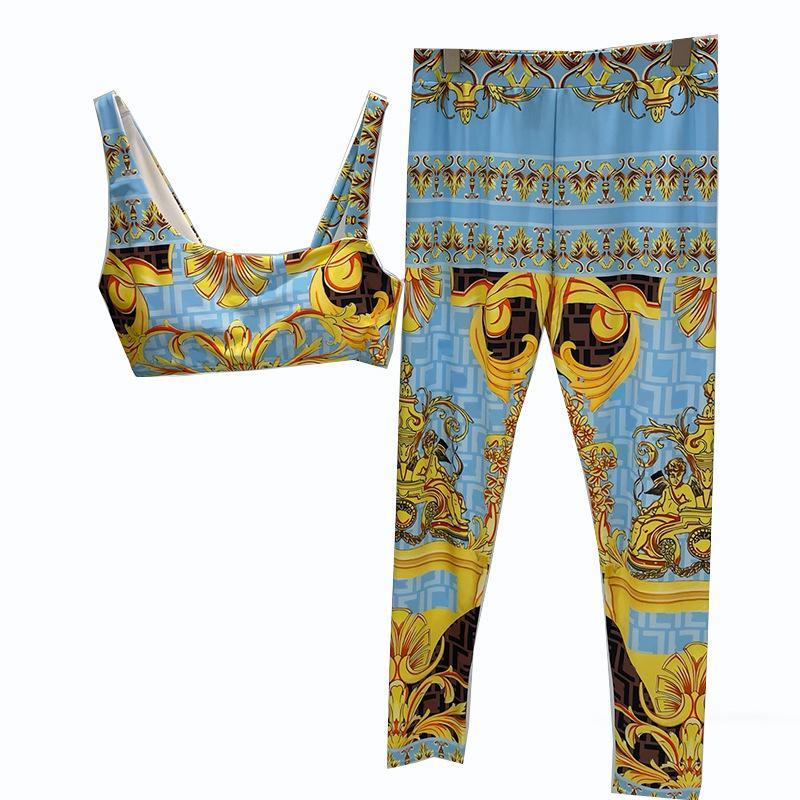 

Летний модный женский костюм для йоги с цифровым принтом 2024 года — комплект из двух предметов Extra Large цветочный