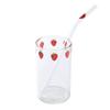 1-6pcs 300ml Strawberry Coffee Mugs Cute Glass Cup with Straw Creative Transparent Water Drinking Student Milk Gift Drinkware