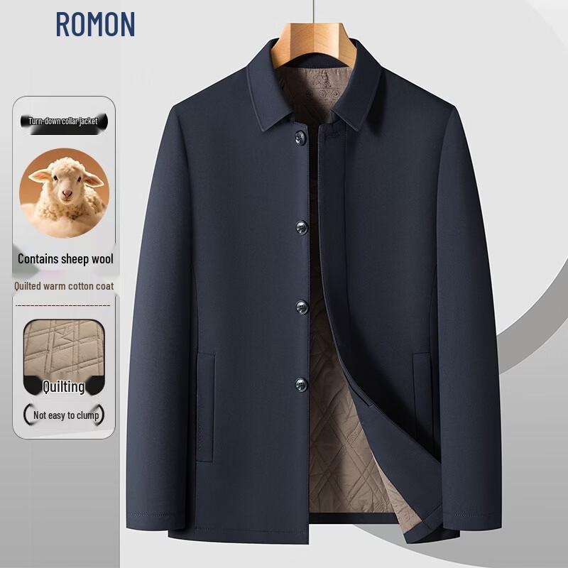 ROMON Men's Business Casual Quilted Collared Winter Jacket