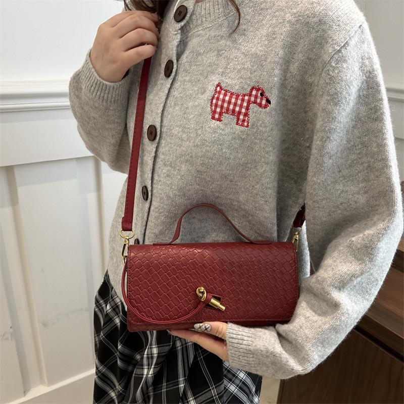 Minimalist Woven Texture Handheld Shoulder Bag For Daily Use