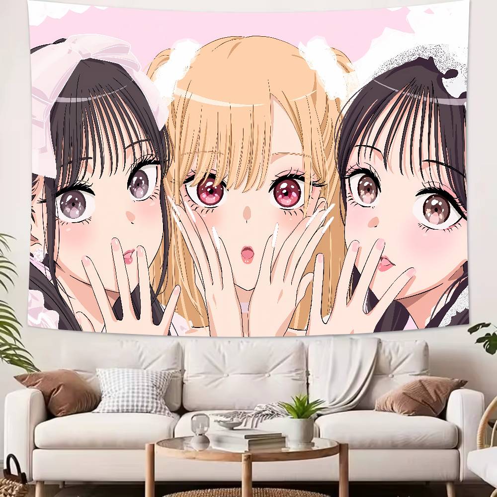 Large Kawaii Pretty Girl Marin Kitagawa Tapestry Wall Hanging Wall Rugs Dorm Decor Blanket Camping Decoration Tapestry