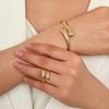 Metal Design Geometric Ladies Open Bracelet Ring Set Exaggerated Punk Temperament Jewelry