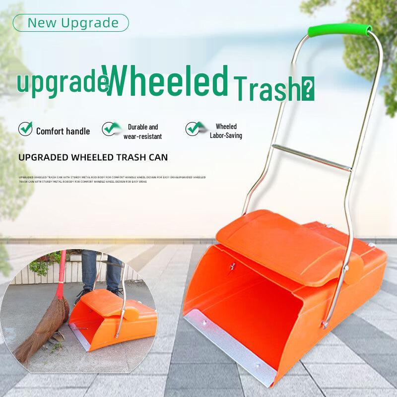 Outdoor Long Handle Wheeled Dustpan