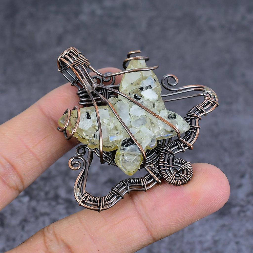 Moonstone Handmade Copper Wire Wrap Jewelry Pendant 2.36" T5j62