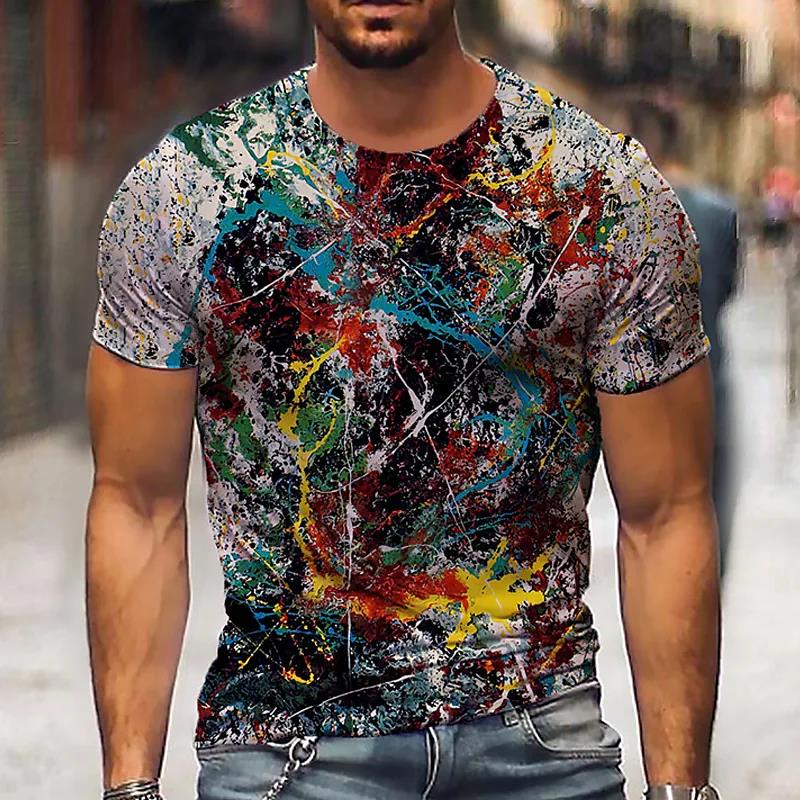 Summer Fashion Cool Graffiti Men's t-shirt New Casual Personality Hip Hop streetwear Fun Printed Round Neck Short Sleeve Tees