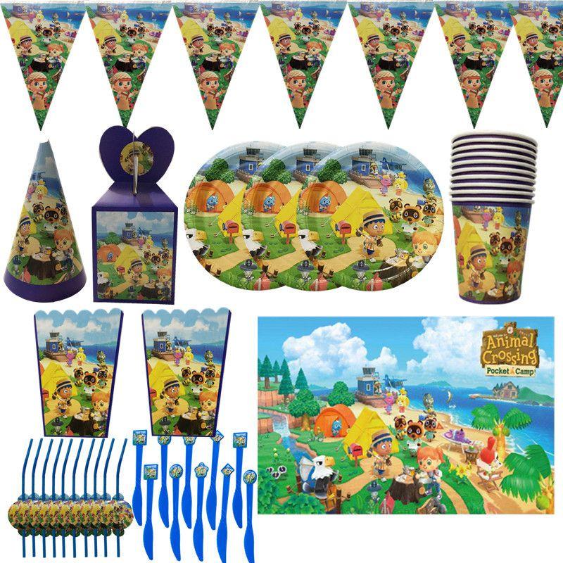 Crossing Animal Birthday Party Supplies Kids Decor Plate Tablecloth Hat Banner