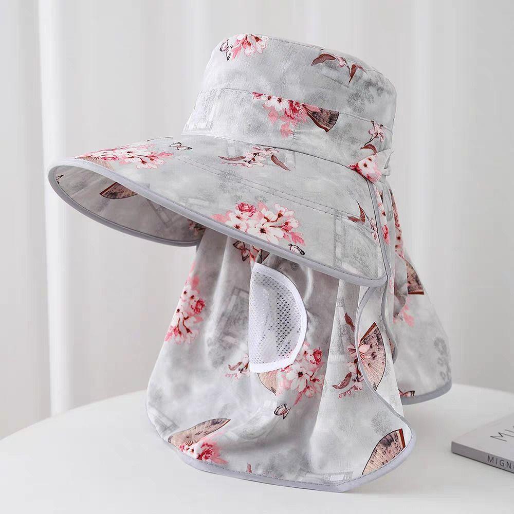 Breathable Face Mask Sun Hat Wide Brim Fisherman's Hat Trendy Tea Picking Work Hat  Summer Outdoor