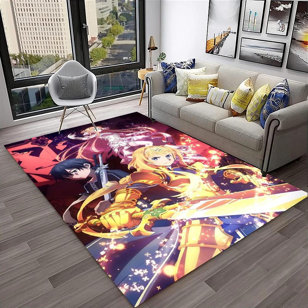 Sword Art Online SAO Novel Cartoon Carpet Rug for Home Living Room Bedroom Sofa Doormat Decor,kids Area Rug Non-slip Floor Mat