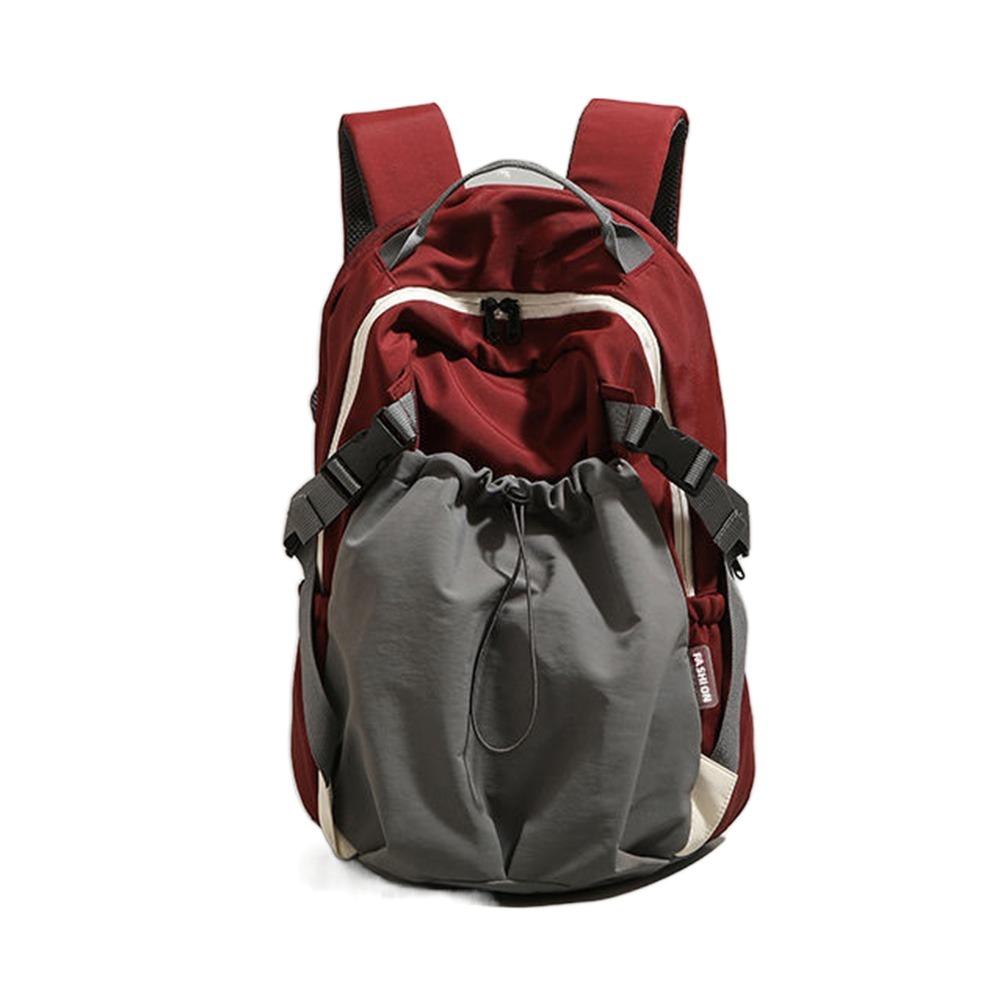 

Adjustable Straps Vintage Workwear Backpack Drawstring Nylon Knapsack Short Travel Bag Travel красный