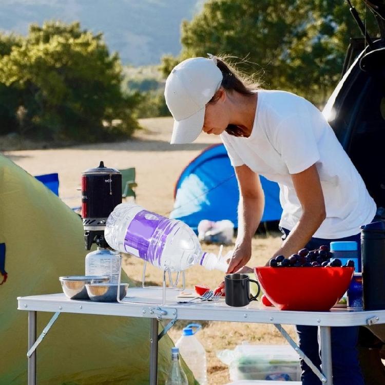 Malý vodní stojan vhodný pro kempování Nosnost 20 kg Držák na 5l nádobu Snadná montáž Konstrukce z nerezové oceli