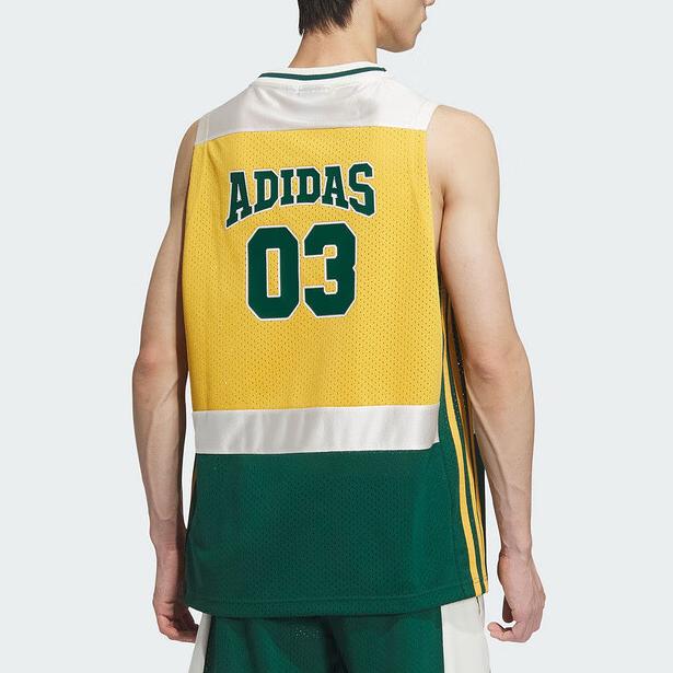 Adidas Originals Colorblock Logo Print Casual Breathable Skin-Friendly Tank Top Unisex Tops Yellow JD6401