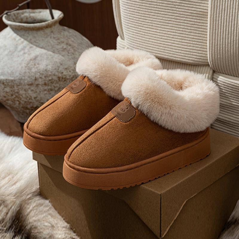 Женские зимние хлопковые сноубутсы и тапочки на толстой подошве - Теплые велюровые с закрытым носком для улицы и дома Size 36-37 1230₽