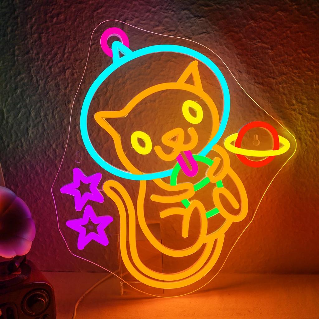 Boba Tea Cat Neon Sign for Wall Decor Cute Anime Led Light Sign for Kids Bedroom Dimsum Store Cofes Bar Milk Tea Shop