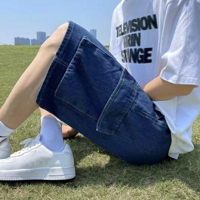 Sommer menn Denim Short Streetwear Vintage koreansk Harajuku Pocket Jeans Shorts Hip Hop Cargo Bukser Overdimensjonerte underdeler Herreklær