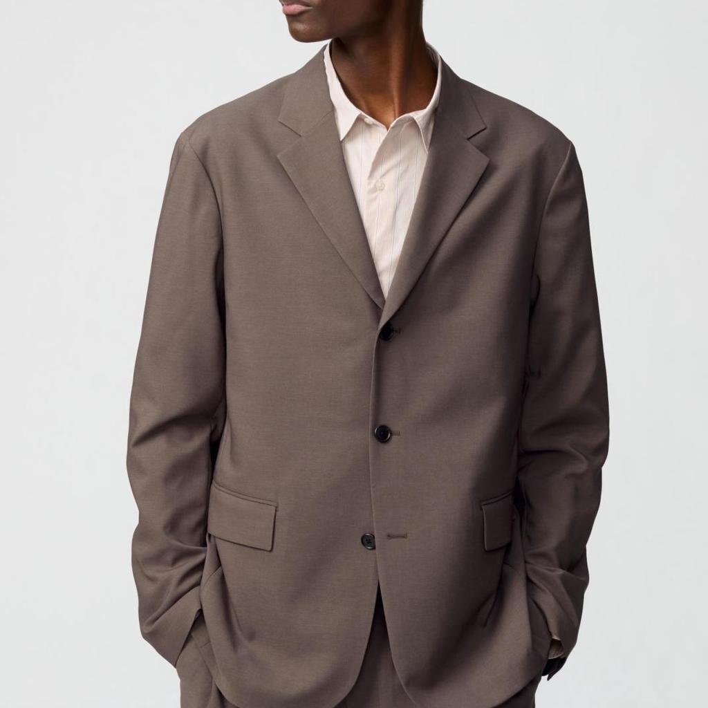 Uniqlo × Clare Waight Keller Collaboration C Series Single-Breasted Flap Pocket Casual Solid Color Comfortable Suit Unisex Suit Dark-Brown 475404-38