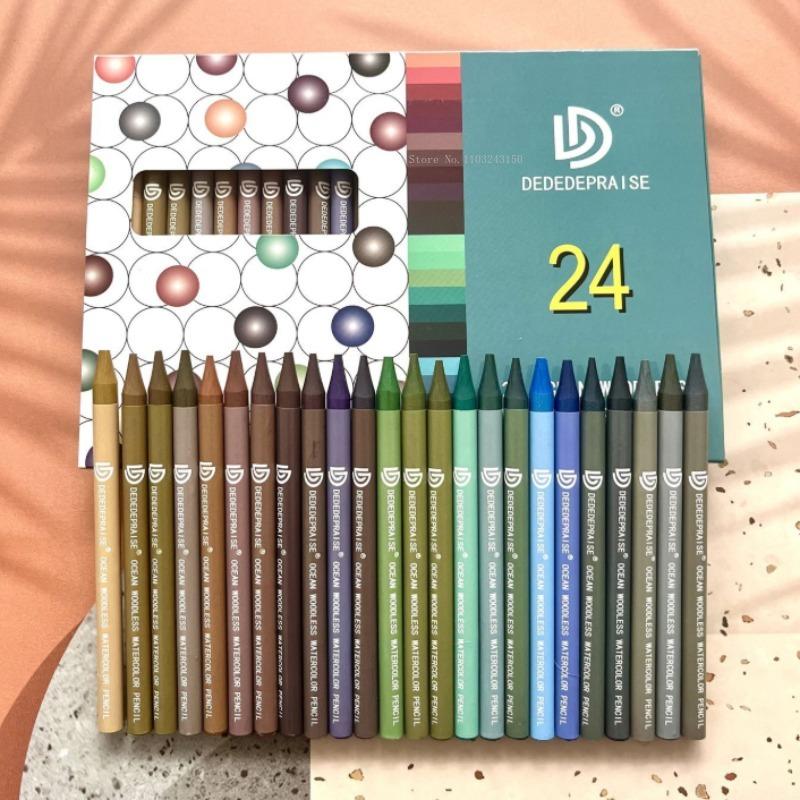 24-color Wood-free Watercolor Stick Water-soluble Oil-based Colored Pencil Art Painting Graffiti Watercolor Creation Crayons