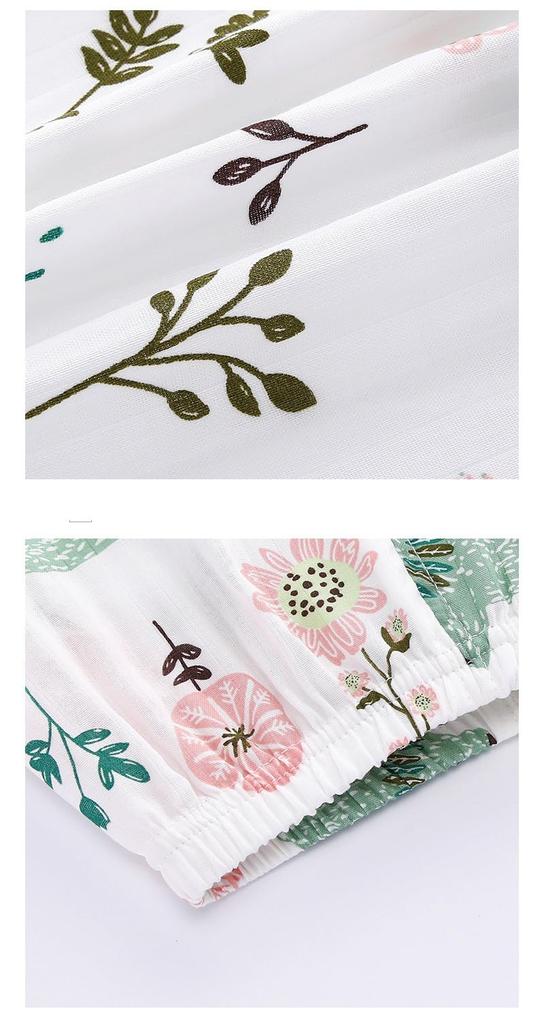 Jaydyequ Baby Pajamas Thin Cotton Long Flamingo 80cm Set, Spring/Summer/Autumn, Gauze, Front-Opening, Sleeves, Girls' Loungewear, Print,