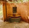 Slanting Base Copper Bathtub Copper Interior & Blue Green Patina Exterior Finish