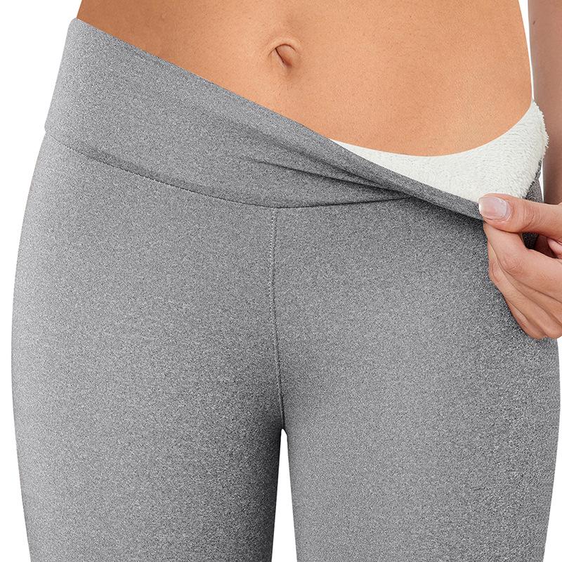 Women's High-Waisted Plus Velvet Lamb Fleece Leggings - Thickened, Plain, Warm, Autumn/Winter