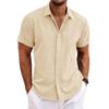 Men's Linen Short Sleeved T-shirt Loose Sweatshirt Solid Color Short Sleeved Cotton Linen Shirt for Men