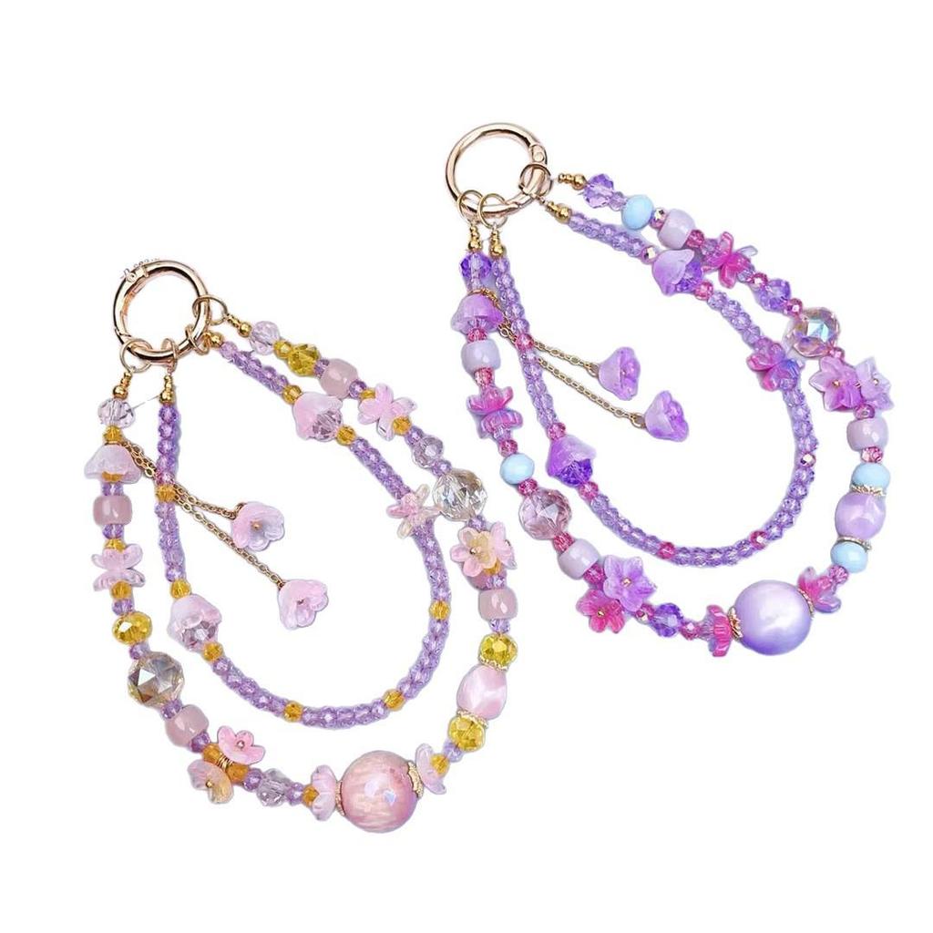 High-End Handmade Crystal Beaded Phone Chain Pendant Keychain for Women