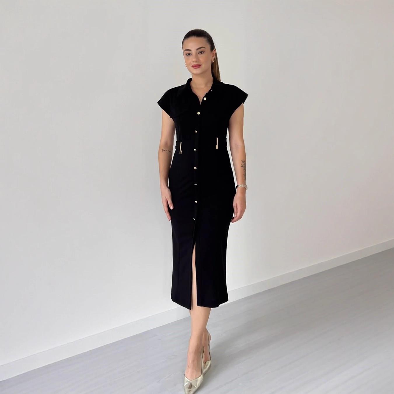 

2025 European-American Middle Eastern Summer Cardigan: Waist-Cinching, Slit Fairy Skirt S чорний