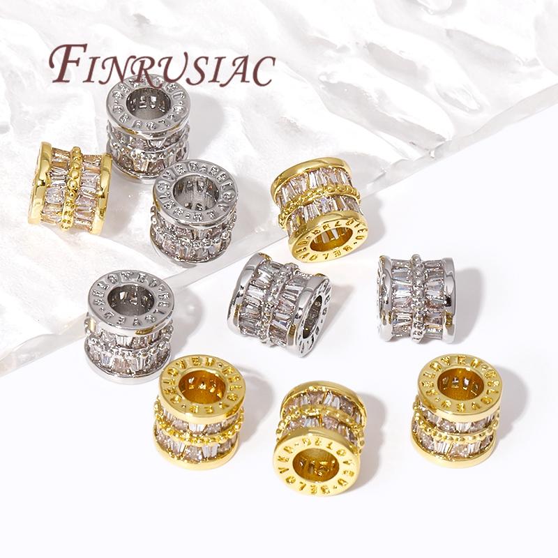 18K Gold Plated Zircon Crystal Bead Accessories For Bracelets,Round Spacer Bead,Separator For Beads,DIY Jewelry Making Supplies