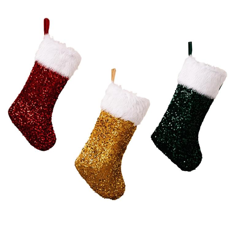 Christmas Stockings Gifts Sequin Cloth Socks Xmas Lovely Gift Bag for Children