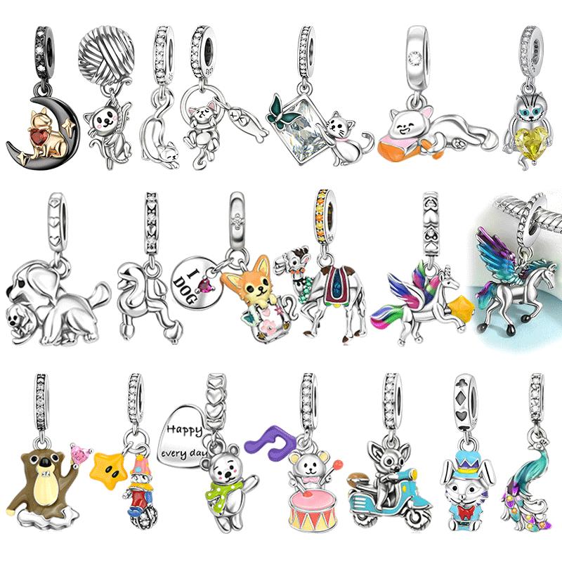 Animals Series Original Charms Beads Copper Dog Cat Pets Fit Bracelet Diy Lovely Pendants For Woman Fashion Jewelry