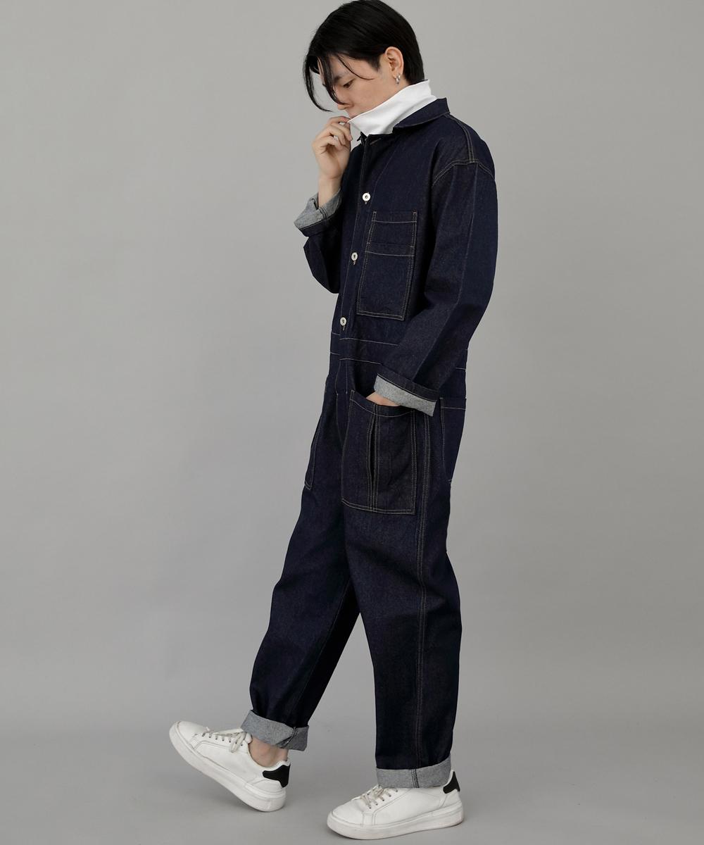 Seinteukeulu Over-Round Tapered Cargo Jumpsuit Ot-502C