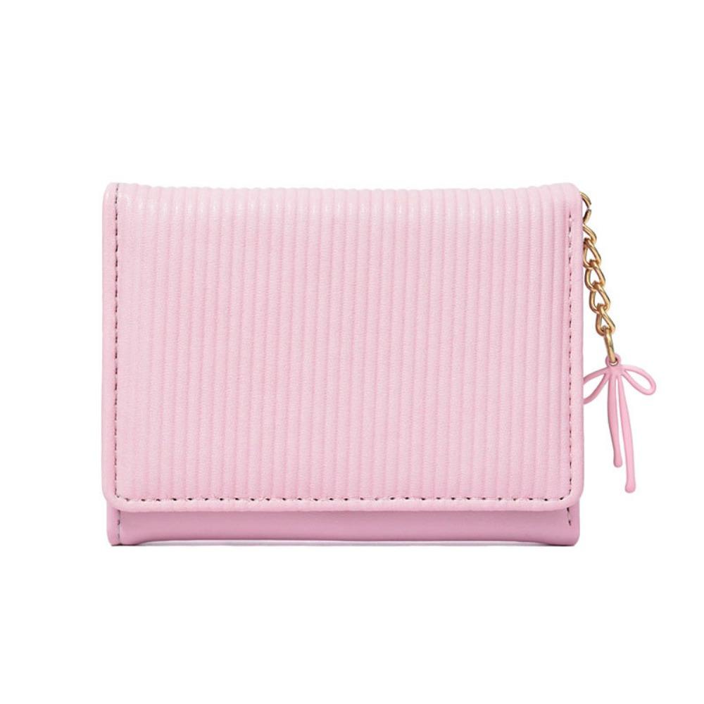 Однотонный женский кошелек Минималистичный кошелек с подвеской-бантом Корейский женский кошелек Сумка для карт розовый 615₽