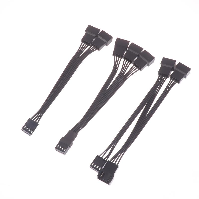 4Pin Pwm Fan Cable 1 To 2/3 Ways Splitter Black Sleeved Extension Cable Connector Pwm Extension Cables