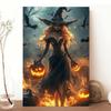 Witch in Enchanted Pumpkin Patch Framed Art  Living Room  Bathroom Decor