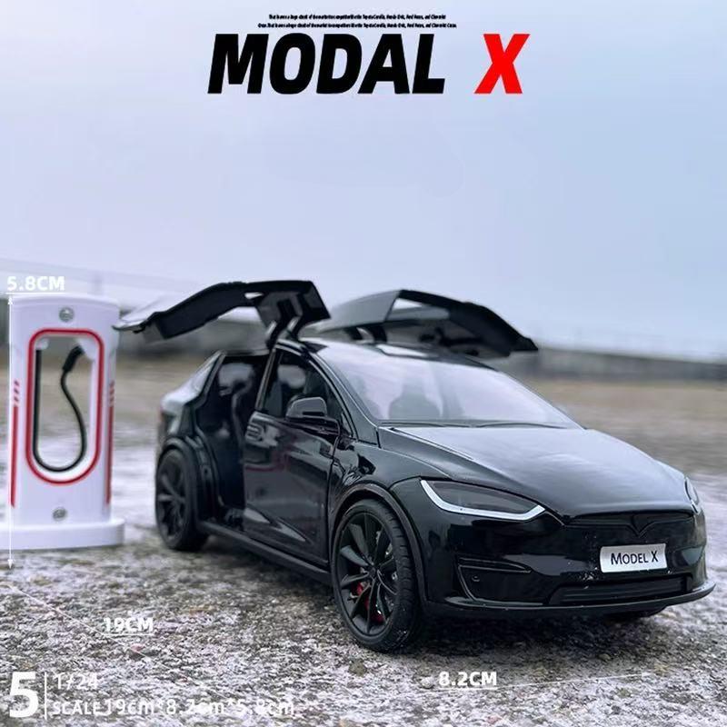 1:24 Tesla Model X  Tesla Model 3 Alloy Die Cast Toy Car Model Sound and Light Children's Toy Collectibles Birthday gift