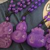 Retro Imitation Amber Necklace For Men And Women Purple Beaded Long Pendant Sweater Chain Mother'S Day Gift