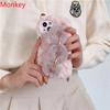 Cute Korean Fur Wrist Chain Silicone Case For iPhone 17 16 Pro Max 15Plus 14 13 12 11 Winter Furry Fluffy Plush Wrist Band Cover