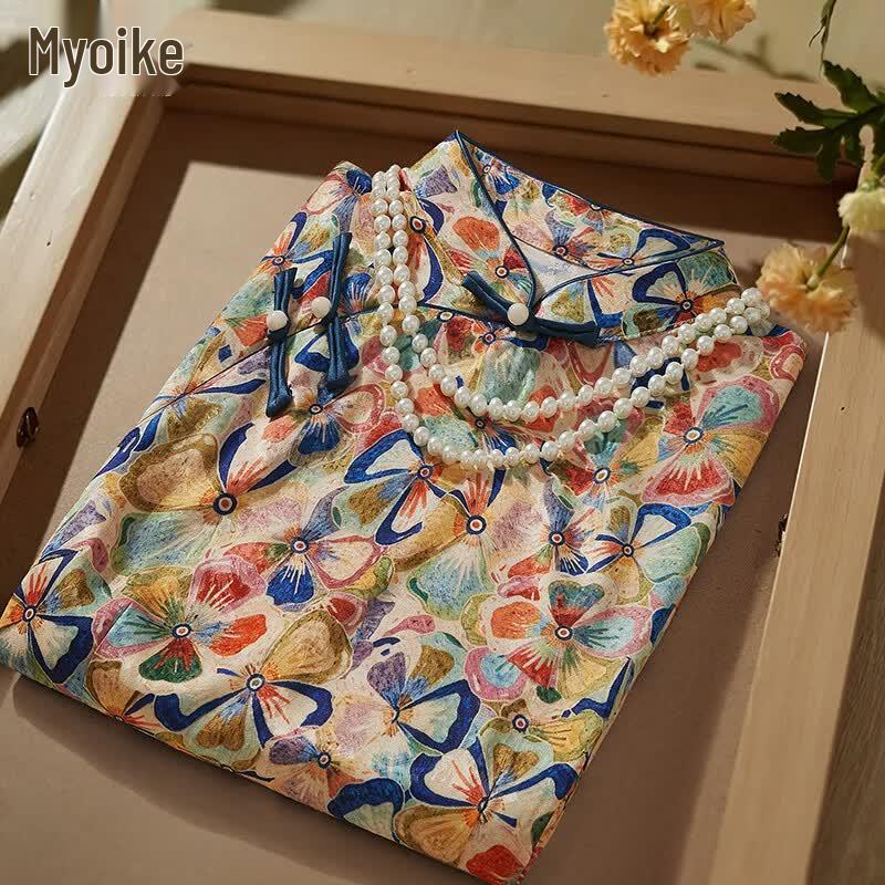 Элегантное printed новое китайское платье-ципао XL