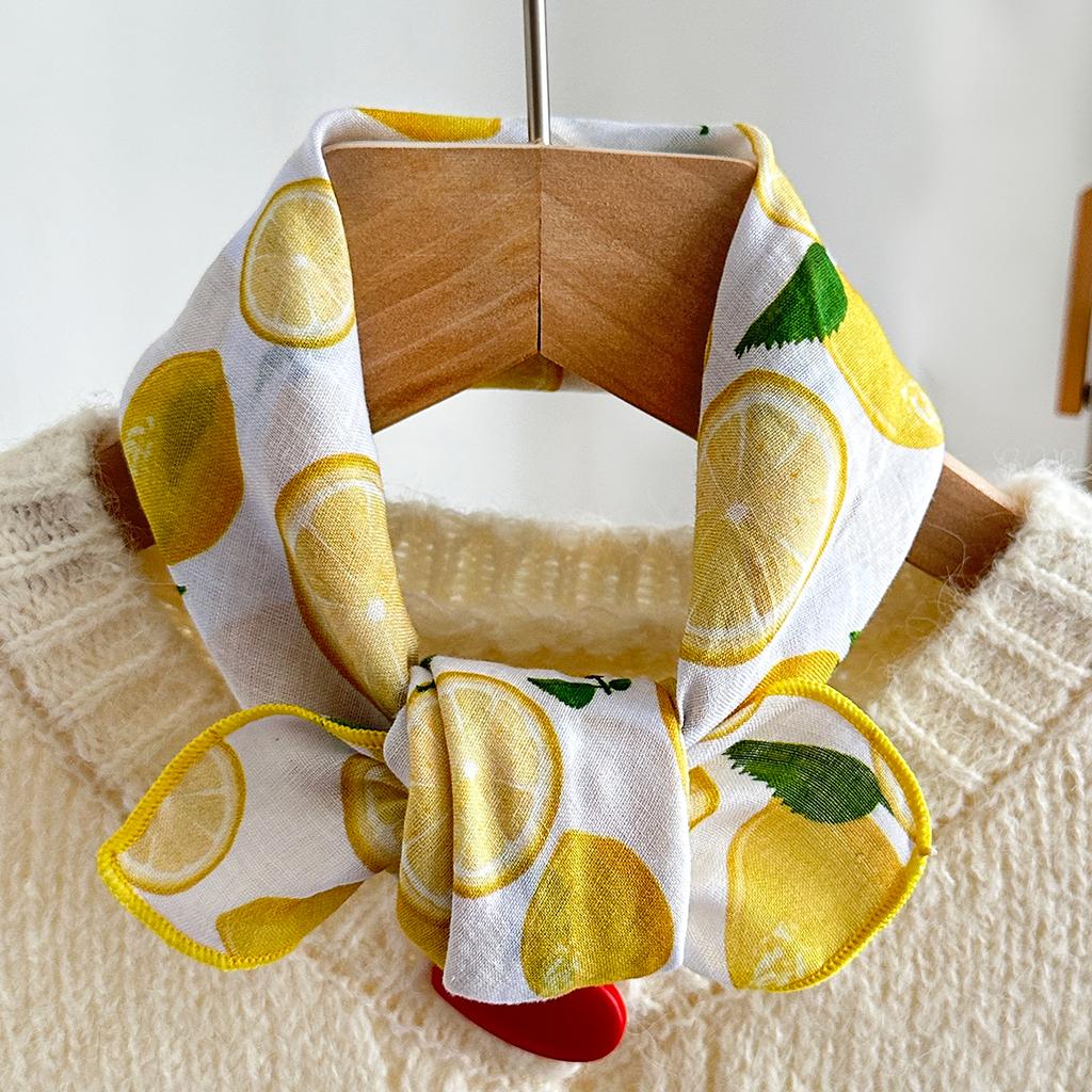 1 Piece 53X53Cm Fresh Lemon Printed Square Scarf Turban European And American Versatile Scarf Suitable For Daily Use