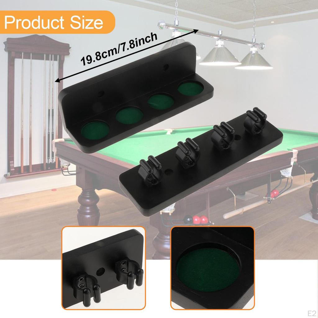 Pool Cue Rack Billiard Sticks Holder Easy to Install Wall Mounted for 4 Cues Rest Break Room